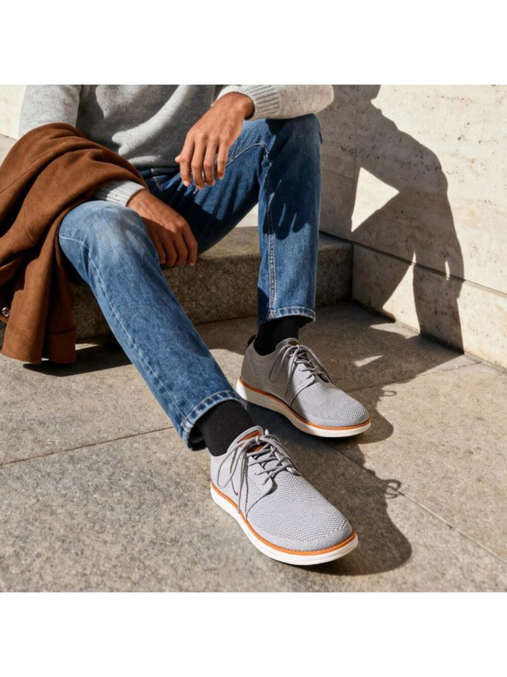 Bruno Marc Men's Grey Rubber Lace up Lightweight Casual Walking Sneakers - Picture 3 of 6
